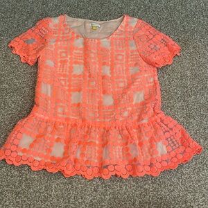 Anthropologie Leifsdottir Circle Print Peplum Short Sleeve Blouse